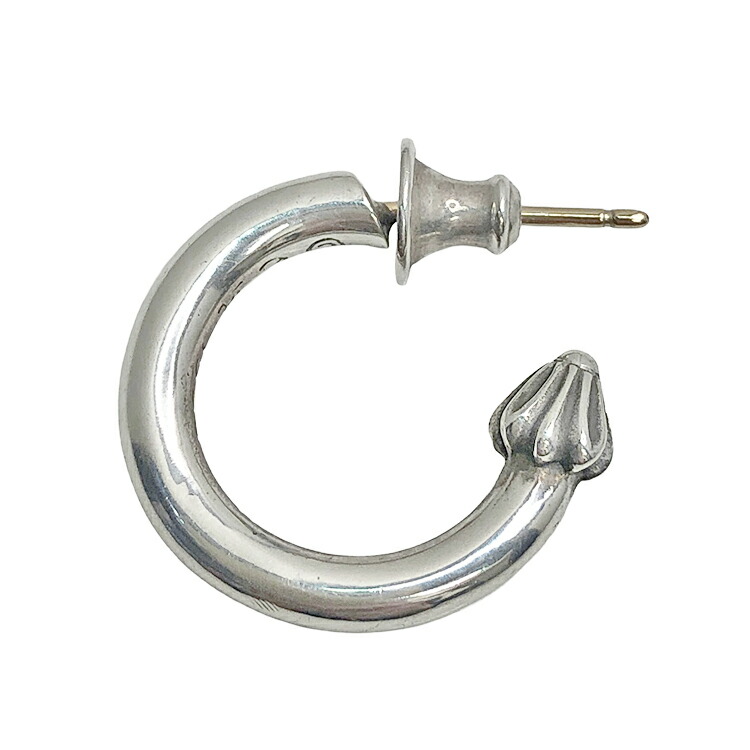 【中古】 Chrome Hearts クロムハーツ HOOP PLAIN 飾り気のない フープ ピアス SV925 14K 片耳用 しろがね色 メンズ 本物 貨物輸送込み!!