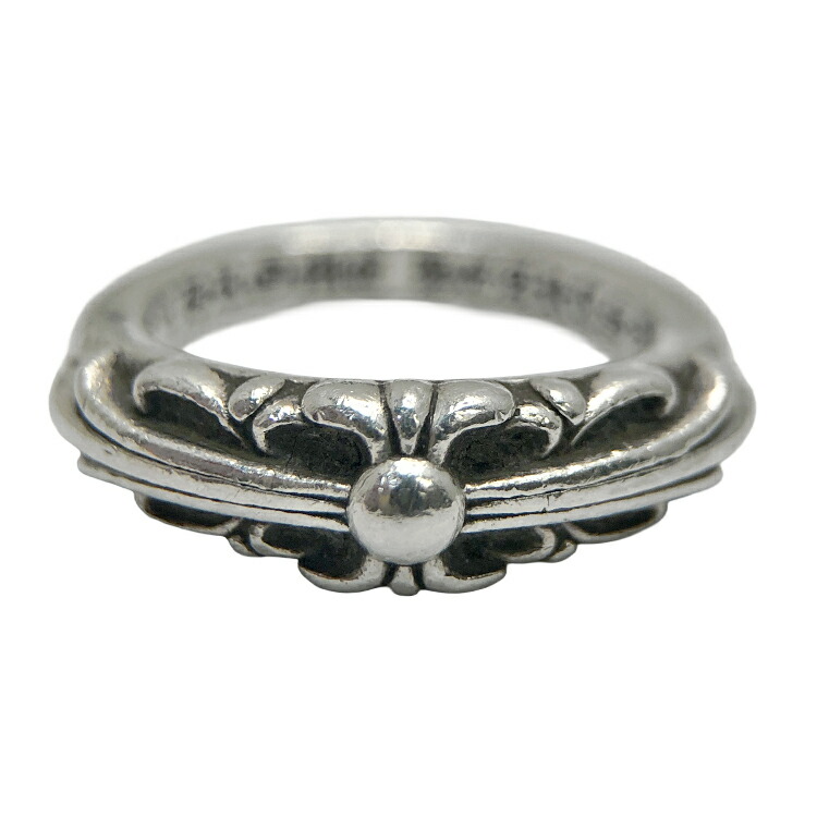 【中古】 Chrome Hearts クロムハーツ BBY CLSC / FLRL CRS もの言う花 古典派音楽 フローラル はりつけ台 輪っか 指環 SV925 しろがね色 メンズ 本物 貨物輸送込み!!