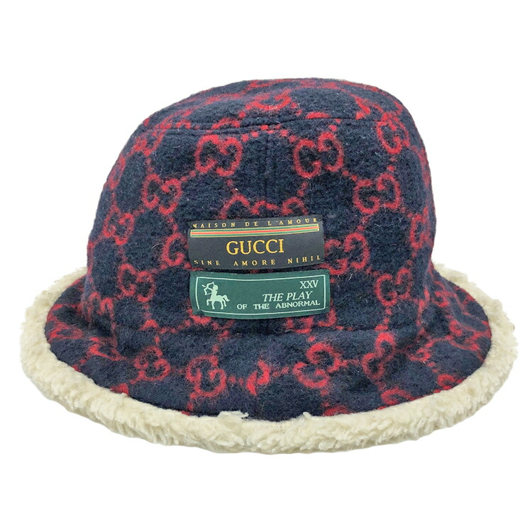楽天市場】GUCCI(グッチ）バケットハット GG キャンバス 黒