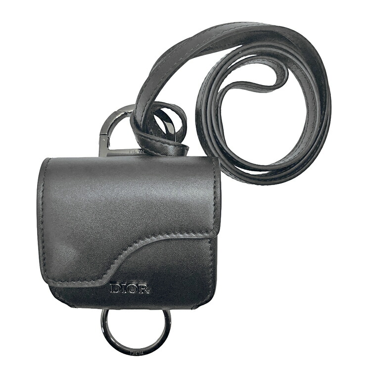【中古】 【未当てはめる品】 Christian Dior クリスチャン クリスチャンディオール エアーポッズケース ディオールロゴ Saddle 下げ翼 イヤフォンケース AirPods なめし革 メンズ レディース 黒いこと 本物 貨物輸送込み!!