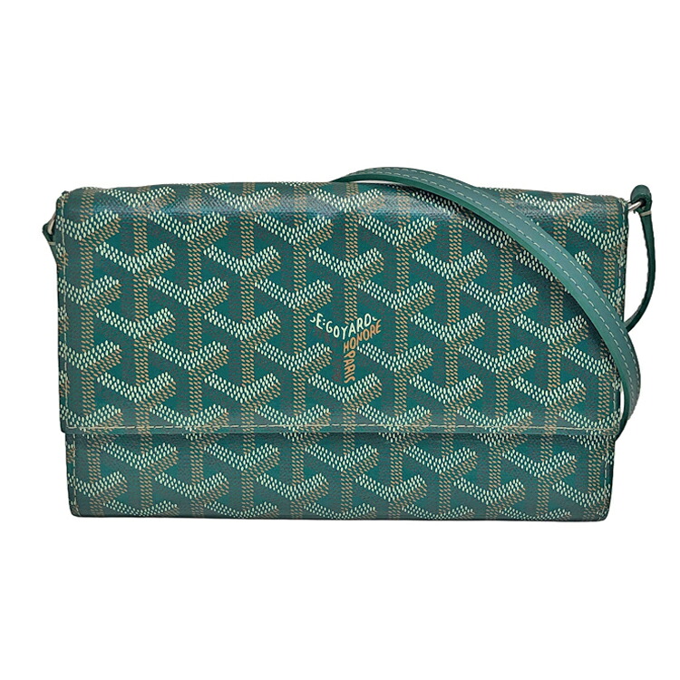 【中古】 GOYARD ゴヤール ヴァレンヌポーチウォレット VAREN3MMLTY09CL09P 肩肉合切袋 ウォレット 長金入れ ショルダーバッグ 緑であること PVC ユニ一発やる 本物 貨物輸送込み!!