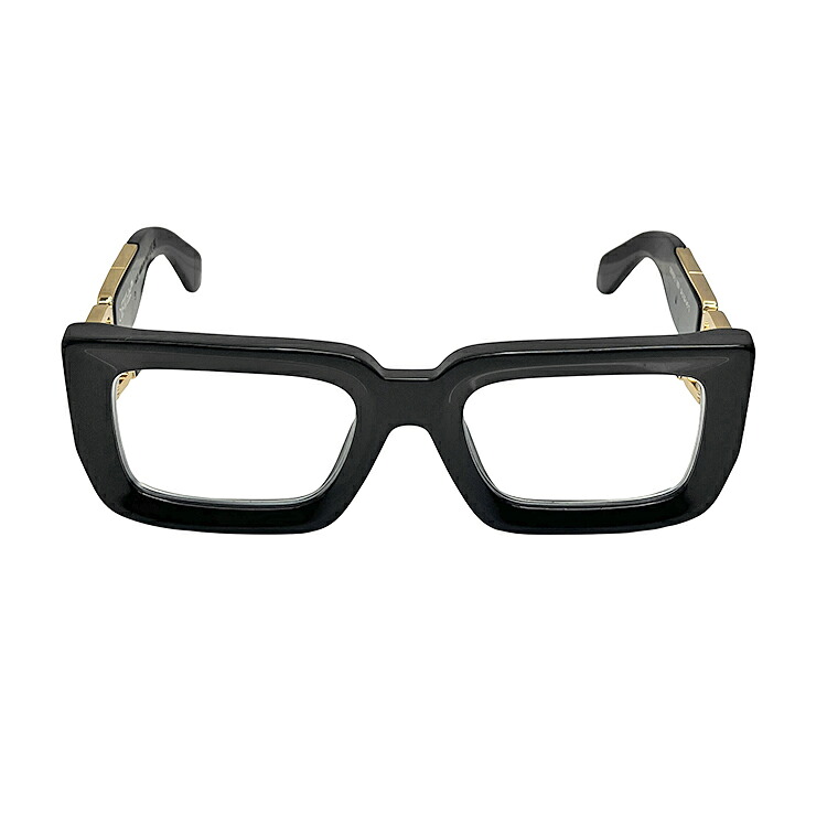 【中古】 OFF-WHITE オフホワイト ボストン スクエアウェリントンフレーム メガネ OERI073 アイウェア 度入りレンズ 54□22-145 眼鏡 ブラックフレーム ゴールド メンズ レディース 本物 送料込み!!｜LUXURY　SEVEN　店