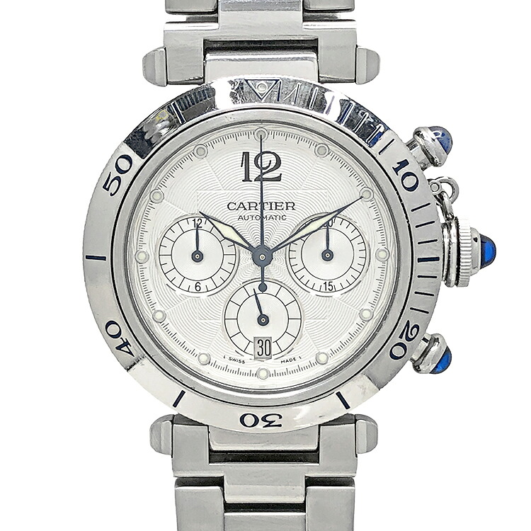 【中古】 Cartier カルティエ パシャ ドゥ カルティエ クロノグラフ 38粍 W31030H3 メンズウォッチ 自動小銃一巻き AT 3針時辰儀 ウオッチ SS ステンレス鋼 本物 貨物輸送込み 貨物輸送無料!!