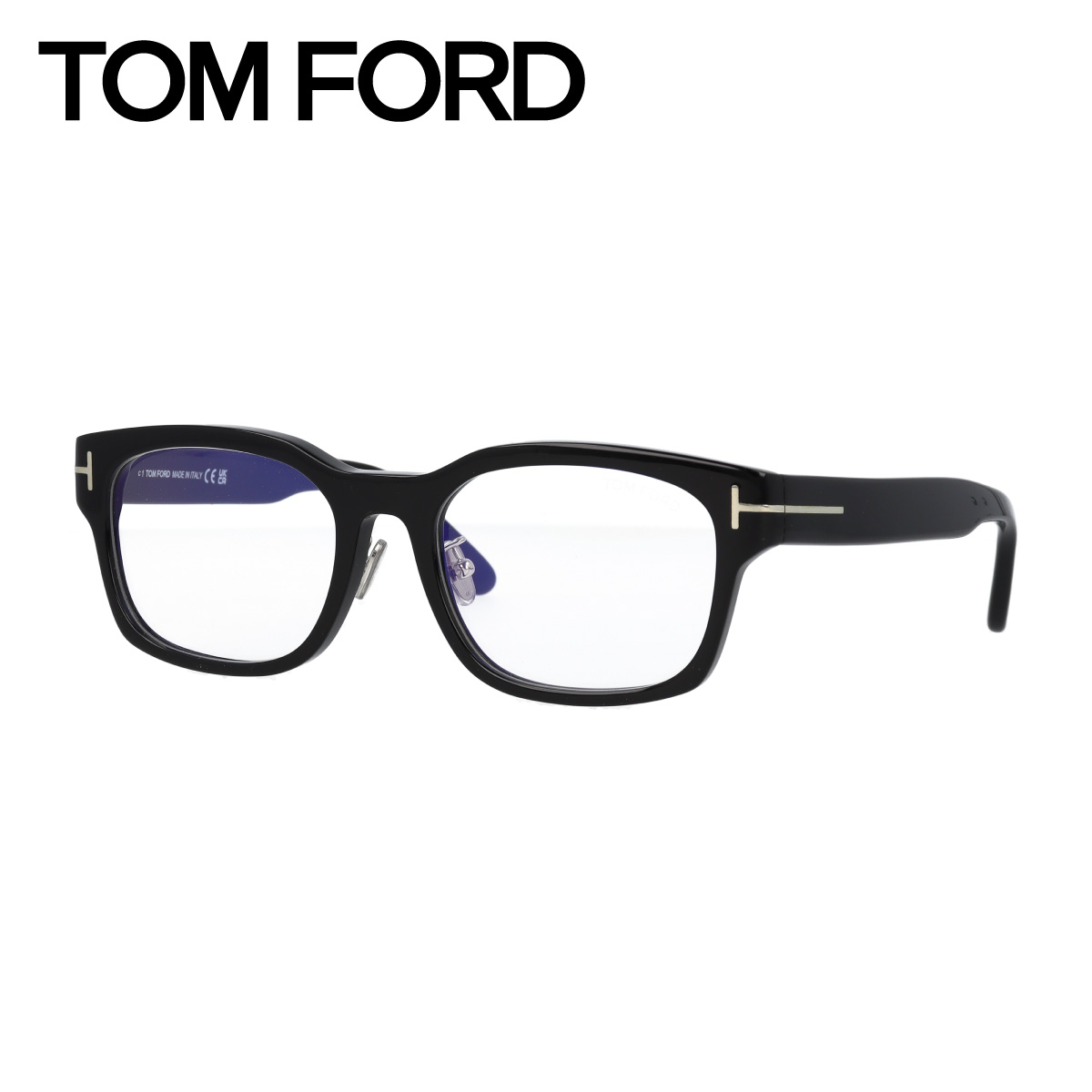 TOM FORD トムフォード メガネ ブルーライトカット ウェリントン型 アジアンフィット FT6021-D-B/V (TF6021-D-B) 001 眼鏡 黒縁 黒【海外正規品】