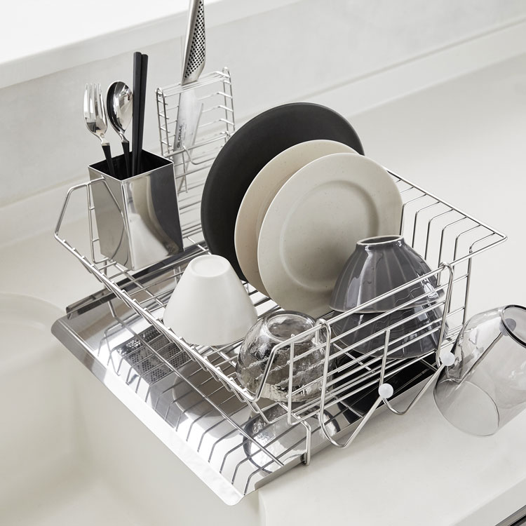 水切りラック 水切りかご ステンレス 大容量 日本製 食器 水切りカゴ 水が流れる 水切り手籠 水切りトレー 縦置き キッチン収納 食器収納 包丁立て 包丁ホルダー 箸立て グラスホルダー 幅34cm 奥行33cm Beemer Com Br
