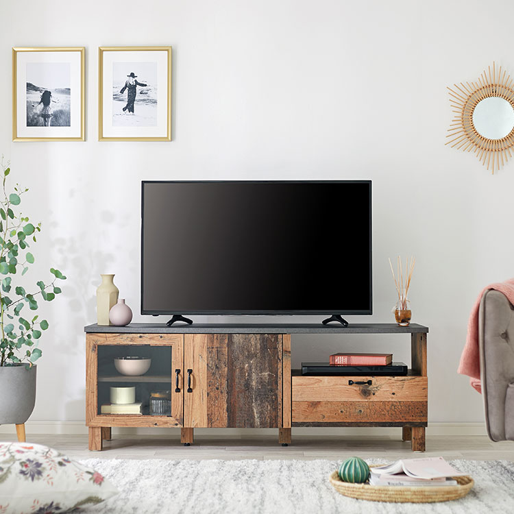テレビ台 テレビボード テレビラック ローボード 幅140 強化ガラス 棚 おしゃれ 一人暮らし 脚付き 収納 ナチュラル 古材風 コンクリート柄 Tvボード 引き出し 木目調 リビング オーディオラック リビングボード 新生活 Gulbaan Com