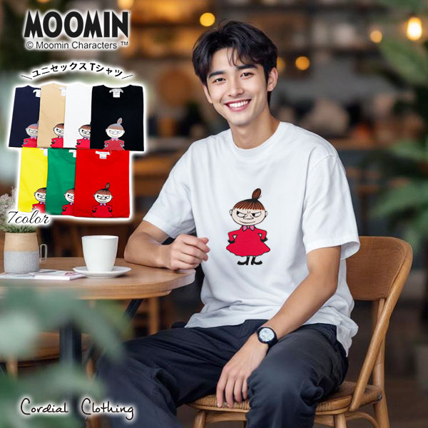 ＼新色入荷／【MOOMIN×cordial clothing】リトルミイ 彩色 プリント Tシャツ 日本製 綿100% ムーミンキャラクター レディース Uネック ラウンド T / 半袖 カットソー ゆったり きれいめ ブランド CC1041002【S/M/Lサイズ】【7color】