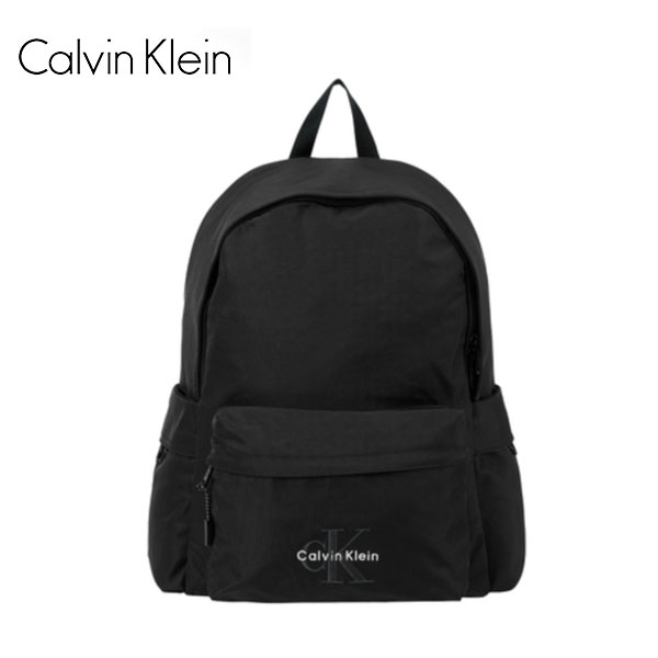 【CALVIN KLEIN】カルバン・クライン CK ユニセックス ボールド ロゴ ナイロン キャンパス ラウンド バック パック(ブラック リュック サック ファスナー ポケット 内ポケ 仕切り 通学 通勤)【予約商品】【正規品】【送料無料】|ラグゼアンダーウェアショップ