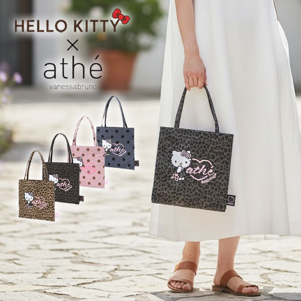 ＼購入者いちおし！／【HELLO KITTY X ATHE】月暈キティ レオパードor水玉点点 トートバッグ S（サンリオ 共同研究 綿織物 手提げ エコ 二つ目 マザーズ 旅行 フランス共和国 ブランド名）【4design】【ATHE VANESSABRUNO / アテ ヴァネッサブリューノ】