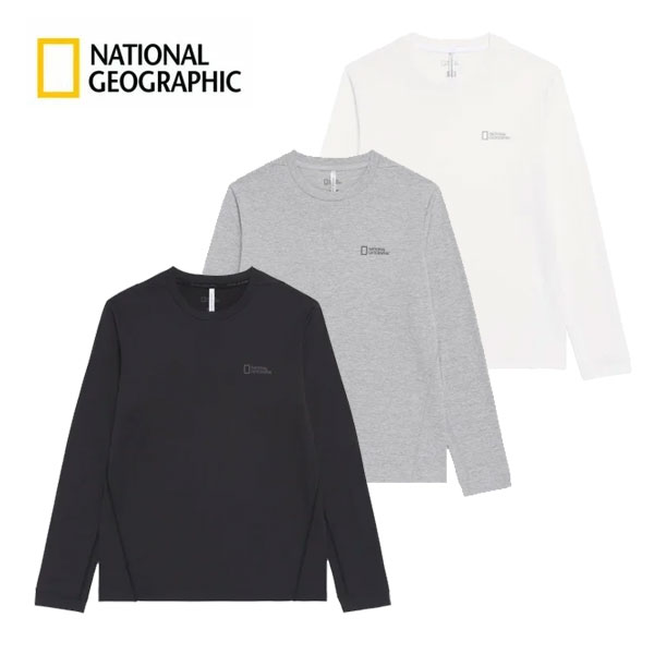 【NATIONAL GEOGRAPHIC】ナショナルジオグラフィック 折り返し 役立つこと性 長袖 プルオーバー N261UTS210（黒いこと 白いこと 薄墨色 分かりやすい ロゴタイプ 調教師）【M/L/XL/XXL/XXXL】【取っておく商いもの】【置き目品】