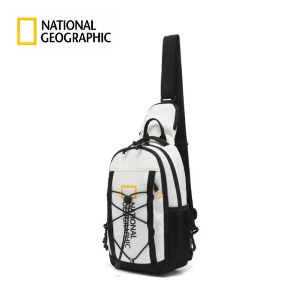 ＼海外限定モデル／【NATIONAL GEOGRAPHIC】ナショナルジオグラフィック ビッグ ロゴ スリング バッグ N265ACR090（ホワイト セカンド クロスバッグ ショルダー ポケット 仕切り 通学 通勤）【海外限定モデル】【予約商品】【正規品】【送料無料】
