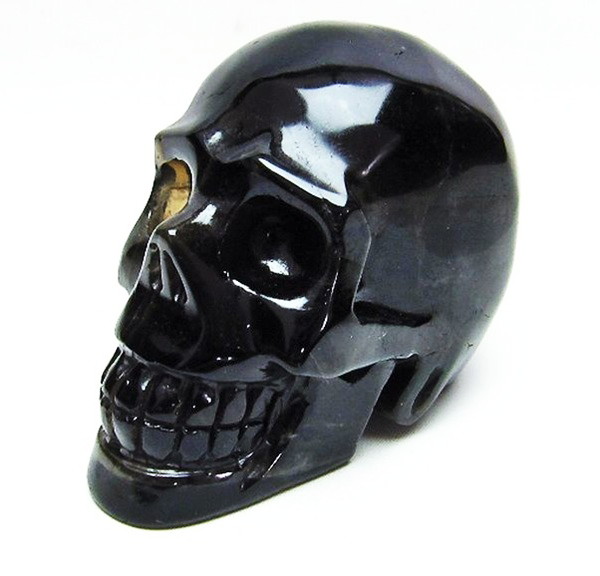 置物 モリオン (黒水晶) ドクロ（髑髏） 76&times;96&times;63mm/ 684g 1点物 現物 インテリア 置き石 パワーストーン 天然石 魔除け 厄除け｜ＬＵＺ-光