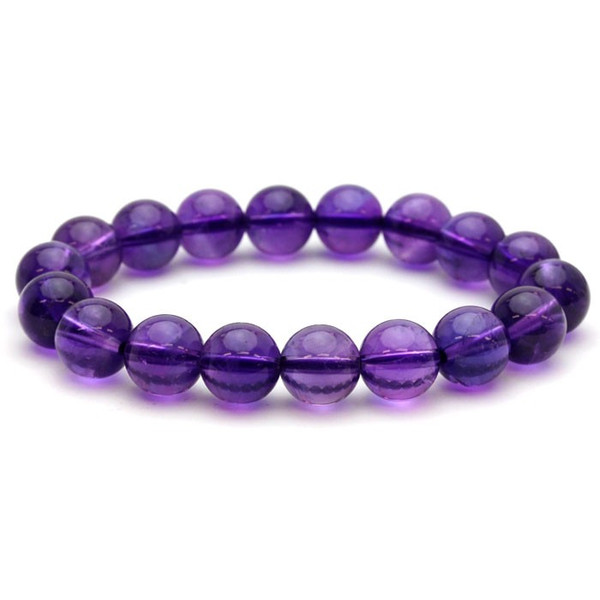 ブレスレット アメジスト 12.0mm AA 約16～17cm/16粒 /紫水晶/天然石/ビーズ/丸玉/穴空/パワーストーン｜ＬＵＺ-光