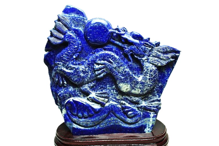 原石 龍彫刻 ラピスラズリ サイズ-高約:265mm 横約:260mm 厚約:52mm 重さ- 4.1kg 現物売り 1点物 置物 天然石 パワーストーン｜ＬＵＺ-光