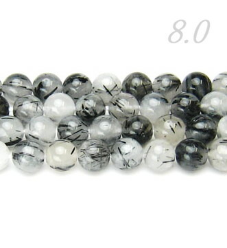 トルマリン入り　水晶　丸玉　天然石 トルマリン入りクォーツ(水晶)丸玉