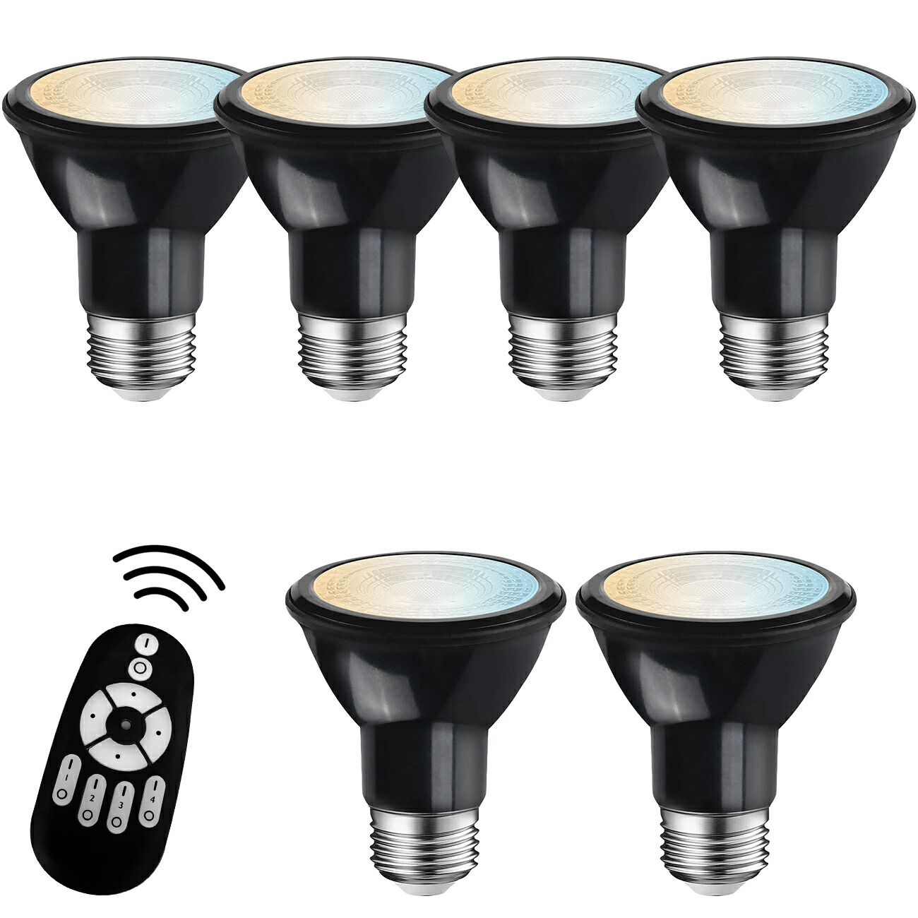 クーポン配布中★LEDスポットライト E26口金 6個セット ビーム電球 550LM 消費電力6W 調光 調色 リモコン付き LEDランプ 40形相当 遠隔操作 昼光色 昼白色 電球色 常夜灯 広配光タイプ 省エネ 高輝度 ブラック 3年保証 電池別売 ブラック 送料無料 LVWIT