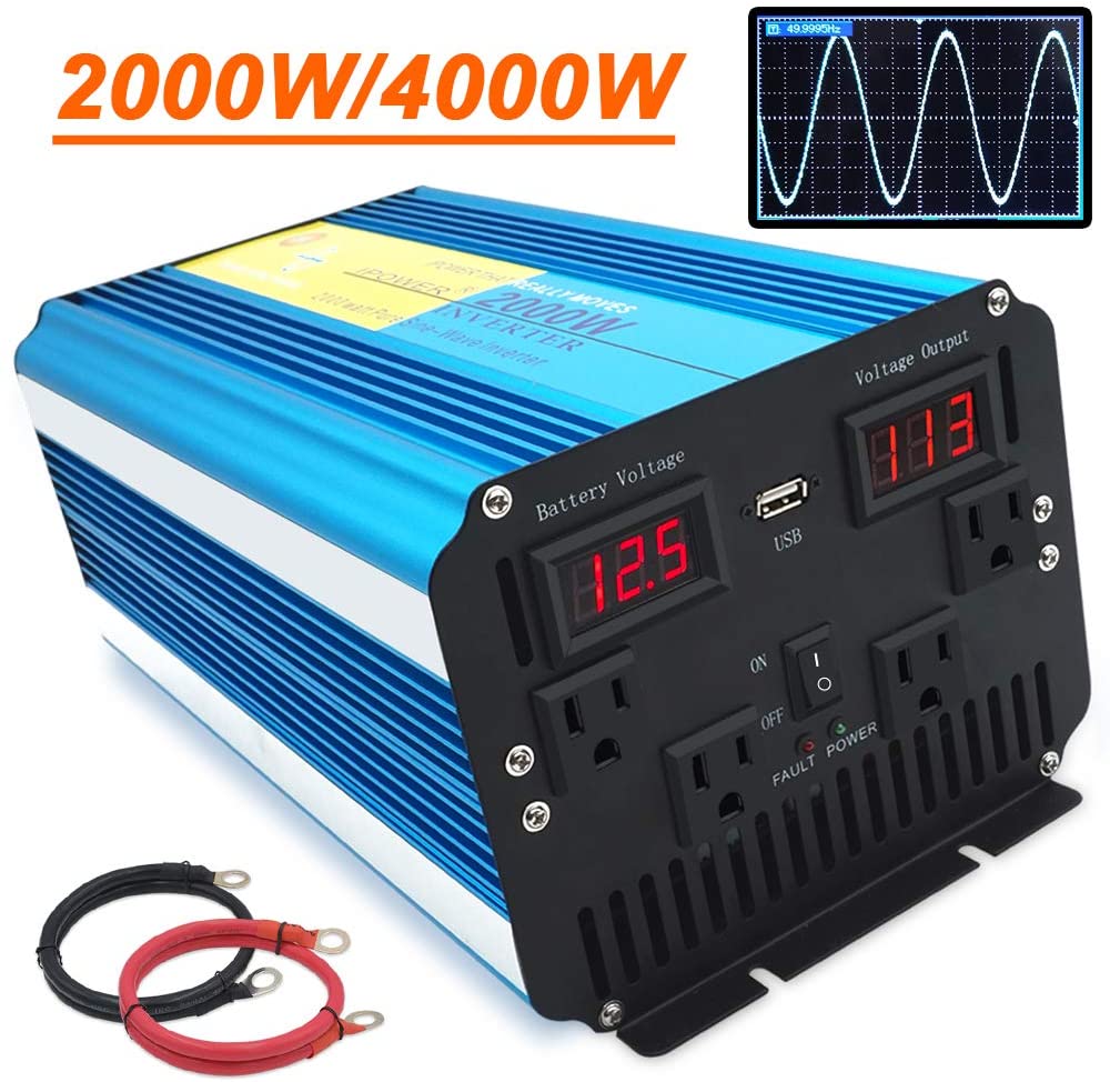 12v 00w インバーター 最大4000w 永久保証 車載充電器 交流 Dcac 100v Dc12vをac110vに変換 スマホ充電 直流 正弦波 カーインバーター 車中泊グッズ アウトドア ソーラーパネル 緊急 防災用品 キャンプ 自動車 アウトドア Lvyuan リョクエン