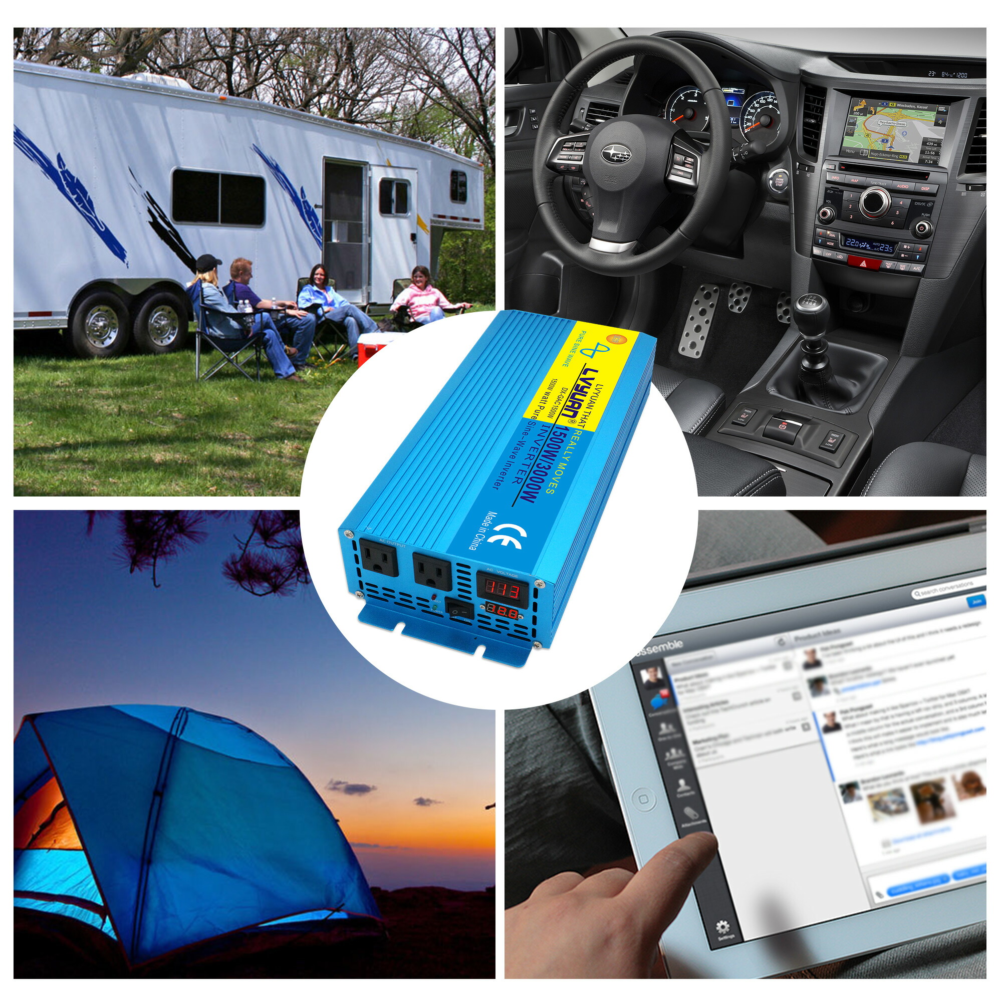 生々世々請け合い インバーター 正弦海波 12v 100v 1500w 最大値3000w Dcac 50 60hz 車馬中泊グッズ スマホ積む アウトドア 発電潮合 アウトドア Sos 防災本旨威風 陣営 車中泊 車両インバーター 変更 車 Lvyuan Vned Org