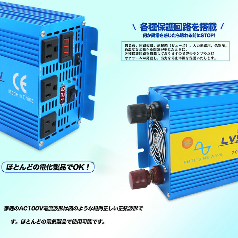 10 Off 10 クーポン インバーター 正弦波 12v 100v 00w 最大4000w Dc Ac 50 60hz 直流 交流 車載充電器 カーインバーター 車中泊グッズ スマホ充電 アウトドア 発電機 太陽光発電 ポータブル電源 緊急 防災用品 キャンプ 自動車 アウトドア Lvyuan リョクエン