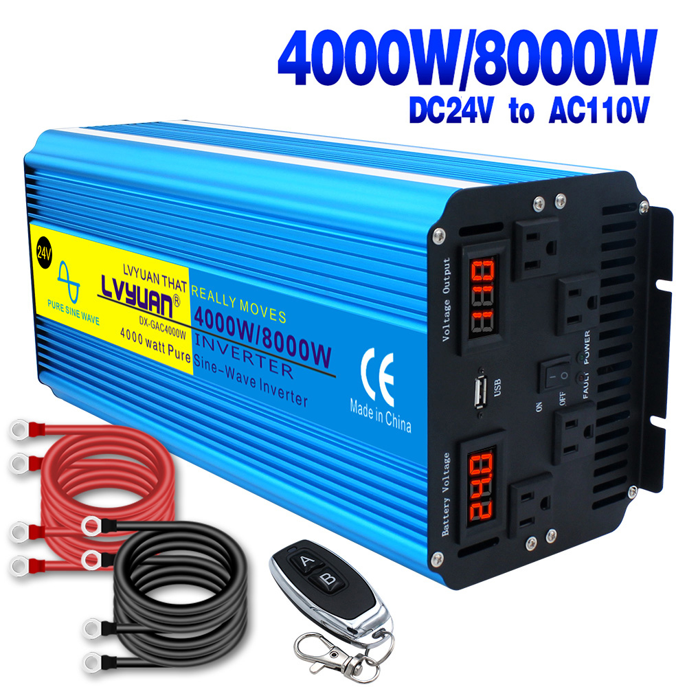 インバーター 正弦波 24V 100V 4000W 最大8000W 50 60HZ 切替 DC AC 直流 交流 カー