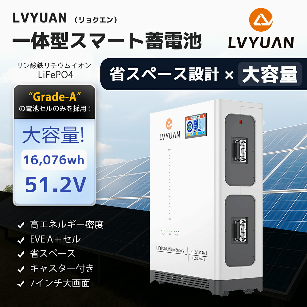 【百貨店SALE眼球必要経費★15％OFF】LVYUAN 51.2V 314Ah 16.0768kWh LiFePO4 リン酸鉄リチウムイオンバッテリー 身寄り用乾電池 200A BMS積み上げる 4000～15000循環過程 ソーラー蓄電 太陽の光発生 オフグリッド 幕営鉄道車両 車中泊 非常用うしろ押しワット数 5年引き受ける