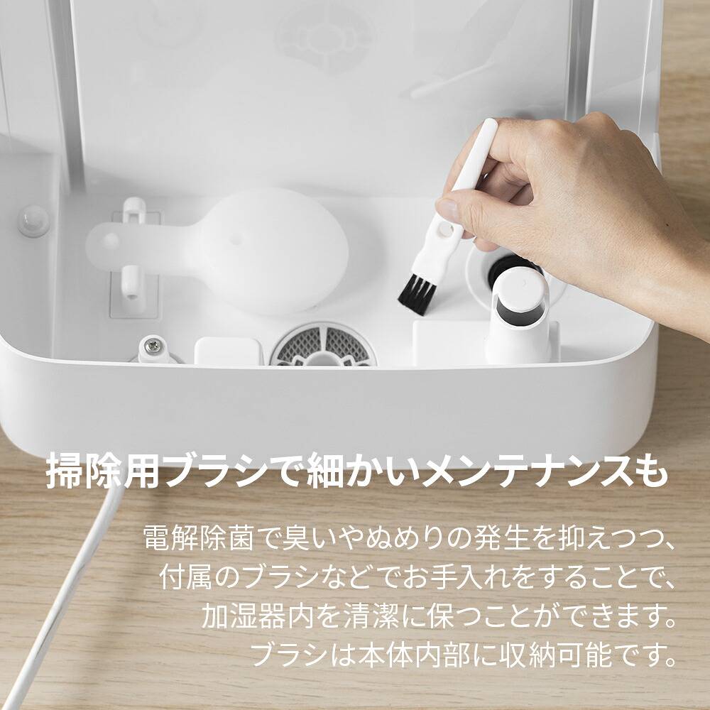 水道水を入れるだけの除菌加湿器 上から給水 アロマ対応 タイマー付き 
