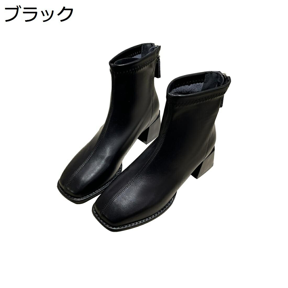 【今日このごろ押さえる、超買得30％OFF引き換え証、2度潮どき皆無】ショートブーティー 冬用 PU レディース靴 ブーツ 踵5珊 側面ファスナー スクエアトゥ 流行り物 好いたらしいめ 防寒 歩き分かりやすい 疲れにくい 軽さ 美脚 一方ならずない ラウンドトゥ ビジ
