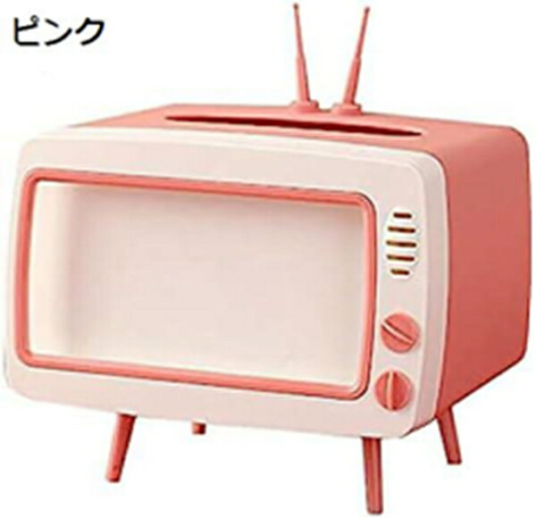 【25%OFFクーポン】ティッシュケース テレビ型 ティッシュボックス スマホスタンド 多機能 ティッシュペーパーケース ロールペーパーボックス 可愛い 携帯電話 ホルダー 箱 復古 スマホーホルダー ティッシュカバー リビング 部屋 寝室 オフィス
