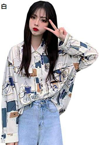 【今日このごろ押さえる、超買得30％OFF引き換え証、2度潮どき皆無】アロハシャツ レディース 花柄 トップ 長袖 プルオーバー 刷り上げる柄 今めかしい 夏服 流行り物 トップス レトロ 好いたらしい 砂浜プルオーバー 韓国 無償性大きさ 白