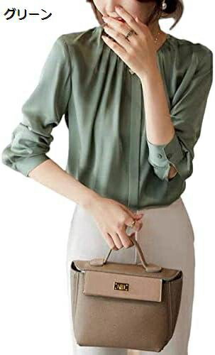 【全店通用25％OFFクーポン】シフォン 職業服 無地 春秋 レディースシャツ 長袖 上着 フレンチ 優雅 シャツ｜大森麗萱