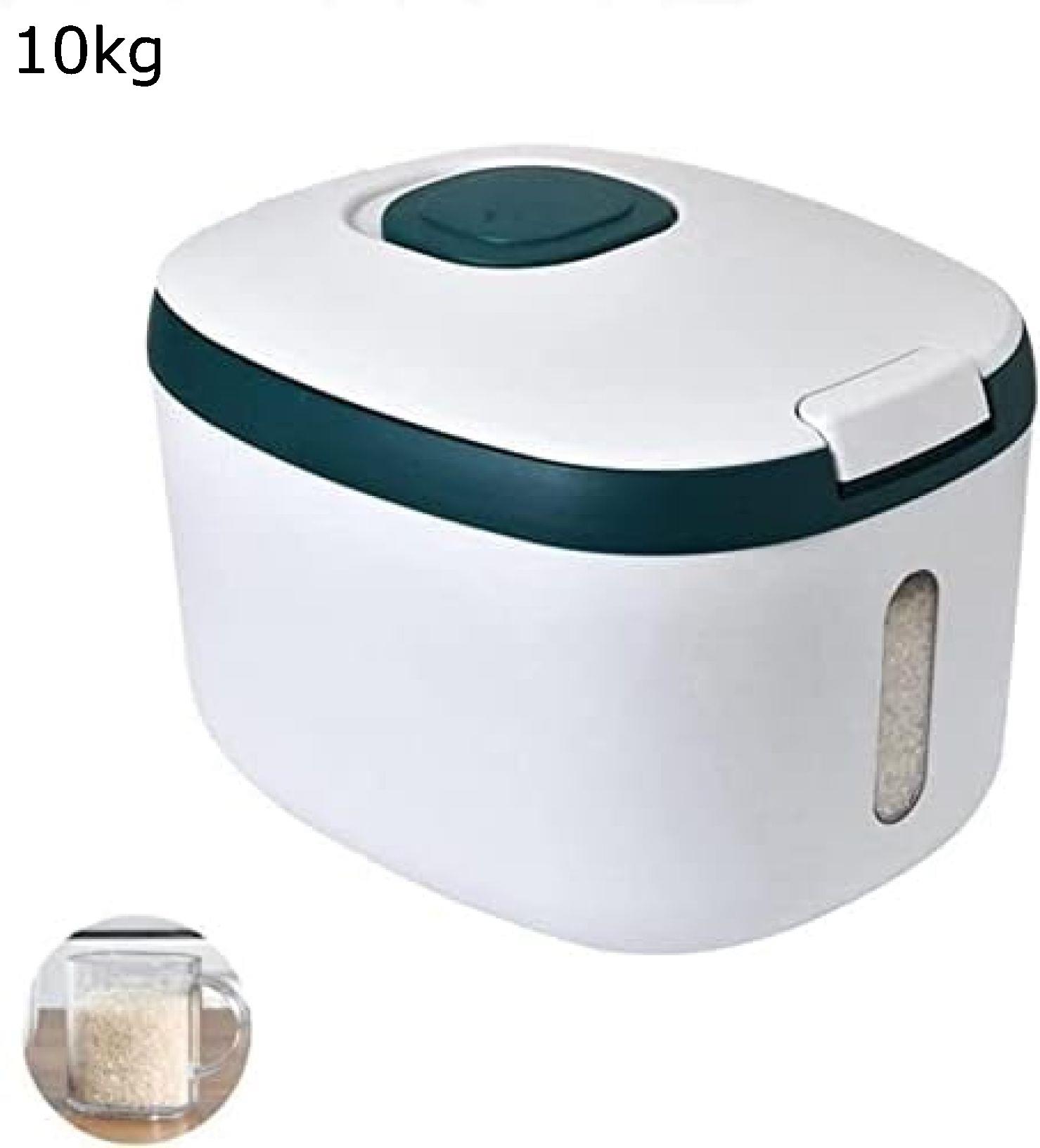 【25%OFFクーポン】家庭用米びつ 計量自動プレス シール 5kg/10kg 大容量 米収納ボックス 米貯蔵バケツ キッチン シリアルディスペンサー ライスディスペンサー 米入れ 貯蔵タンク おしゃれ 密閉 小麦粉 駄菓子 砂糖 キッチン収納 グリーン