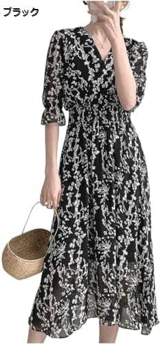 【今日このごろ押さえる、超買得30％OFFクーポン券、2度汐合い絶無】衣装 花柄 シフォン レトロ ロング丈 ワンピ 春 夏 レディース 着痩せ 好いたらしい ロング衣装