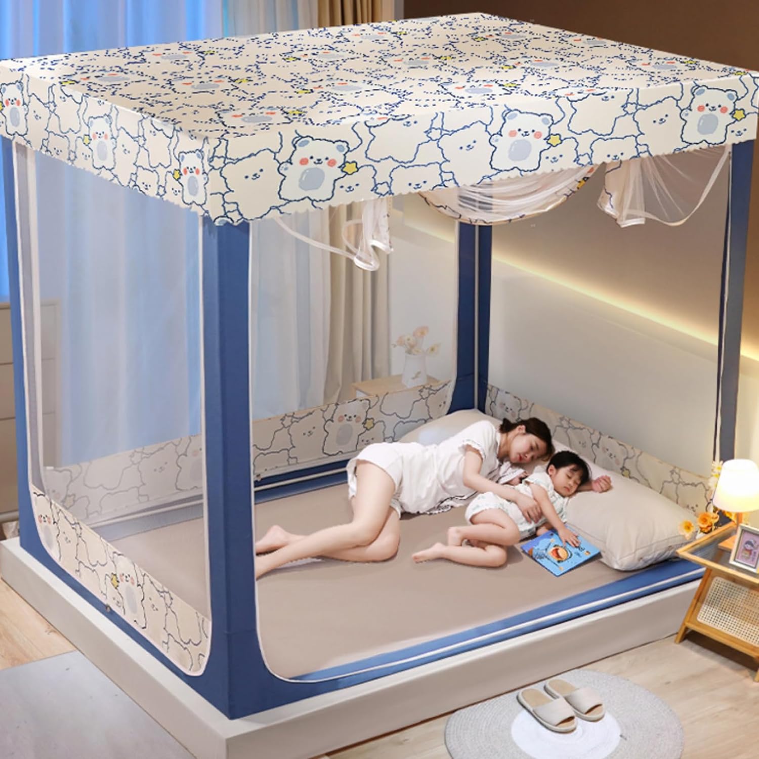 【全店通用25%OFFクーポン】蚊帳 かや 150*200cm スクエア蚊帳 テント式 ムカデ対策 持ち運べる 3秒組み立て 虫/蚊よけ 害虫侵入防ぎ 蚊対策 全方位ガード 密度が高い 通気性よい 子供 大人 組み立て簡単 収|大森麗萱