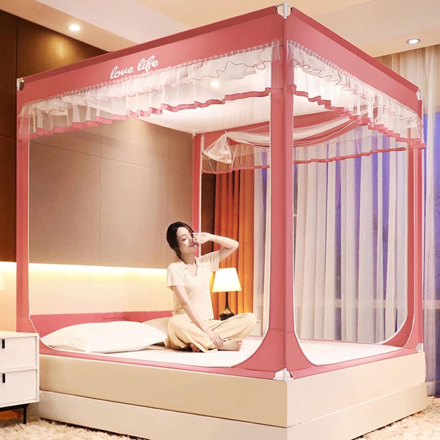 【全店通用25%OFFクーポン】ワンタッチ蚊帳 120*200*170cm 子供 大人 テント式 通気性よい 収納袋付き 蚊対策 ムカデ対策 旅行 3秒組み立て 密度が高い スクエア蚊帳 アウトドア 持ち運べる 収納便利 虫/|大森麗萱