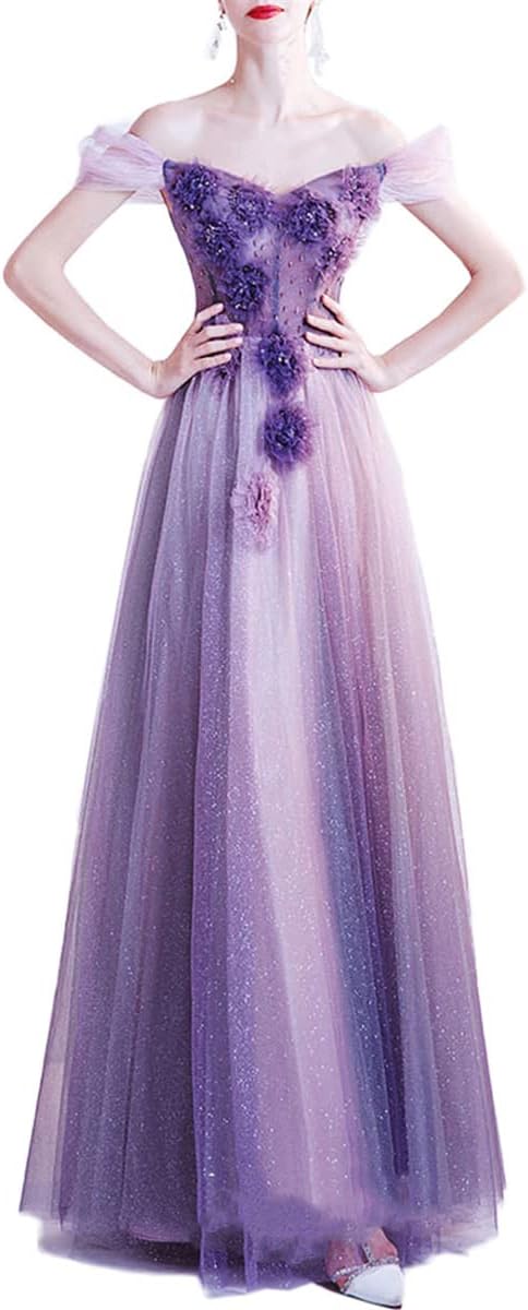 【25％OFFクーポン】レディース チュール ドレス イブニングドレス 宴会ドレス ショルダーレスドレス パフォーマンス コーラス ホスト 発表会 演奏会 二次会 グラデーション 花柄 刺繍 着痩せ エレガント マキシ丈 パ