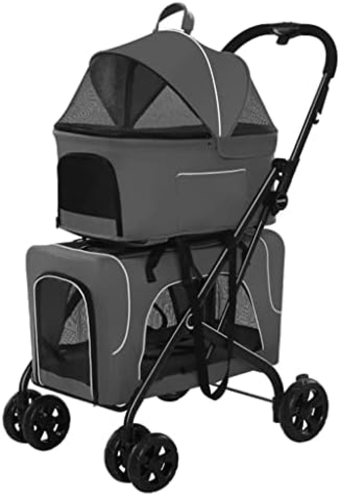 トラベルキャリア ダブル犬用ベビーカー ペット用ベビーカー、ペットギア 4輪ペット用犬用ベビーカー ベビーカー 犬や猫用の軽量ペット用ベビーカー、ツインまたは複数に最適｜大森麗萱