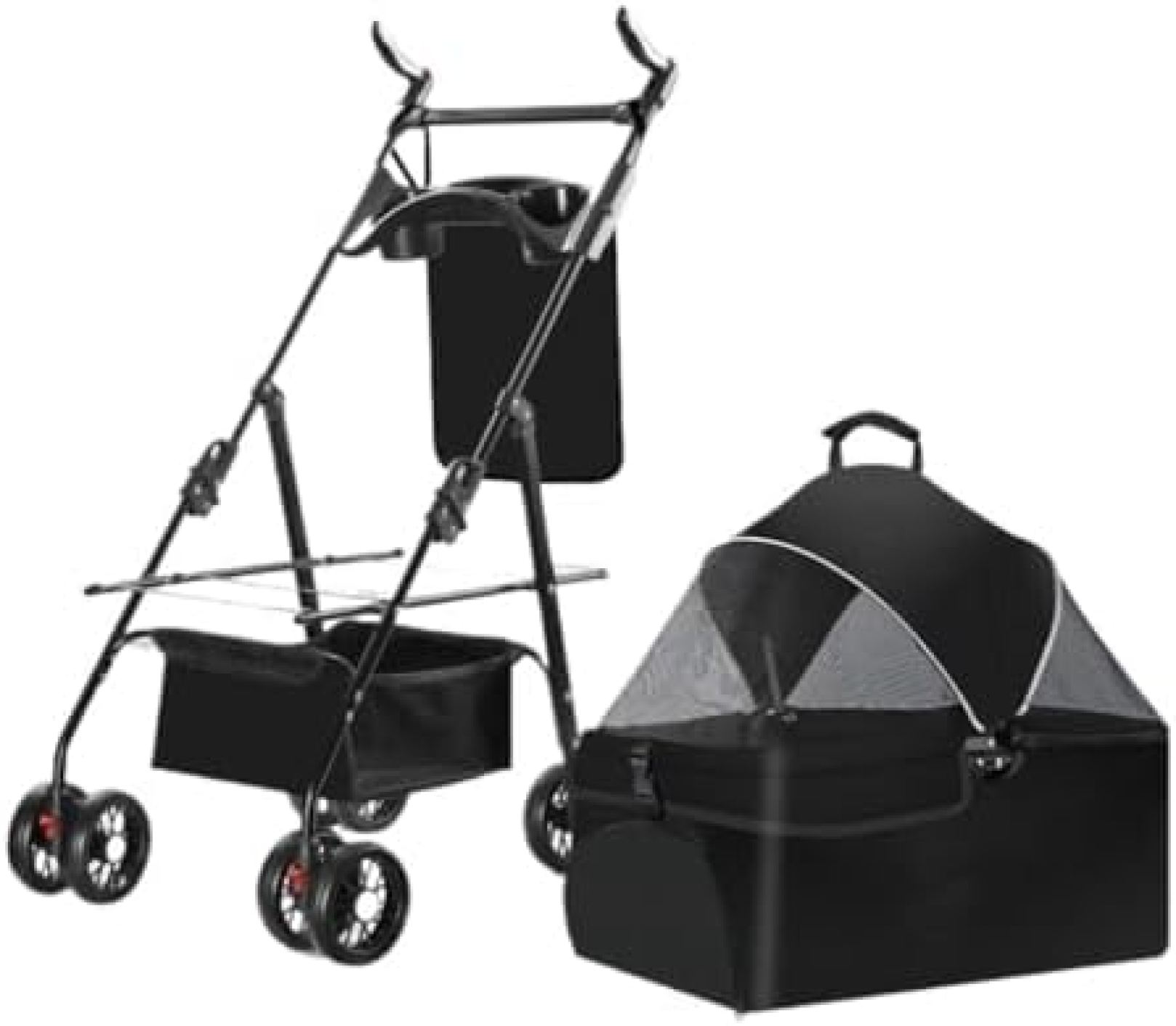 ペット用ベビーカー ペットカート ベビーカー バギー 犬 猫 多頭 ペットのお出かけ用ベビーカー 小型プルカート 子犬用ベビーカー 犬用散歩カート 小型 軽量 折りたたみ可能な猫 犬用ベビーカー|大森麗萱