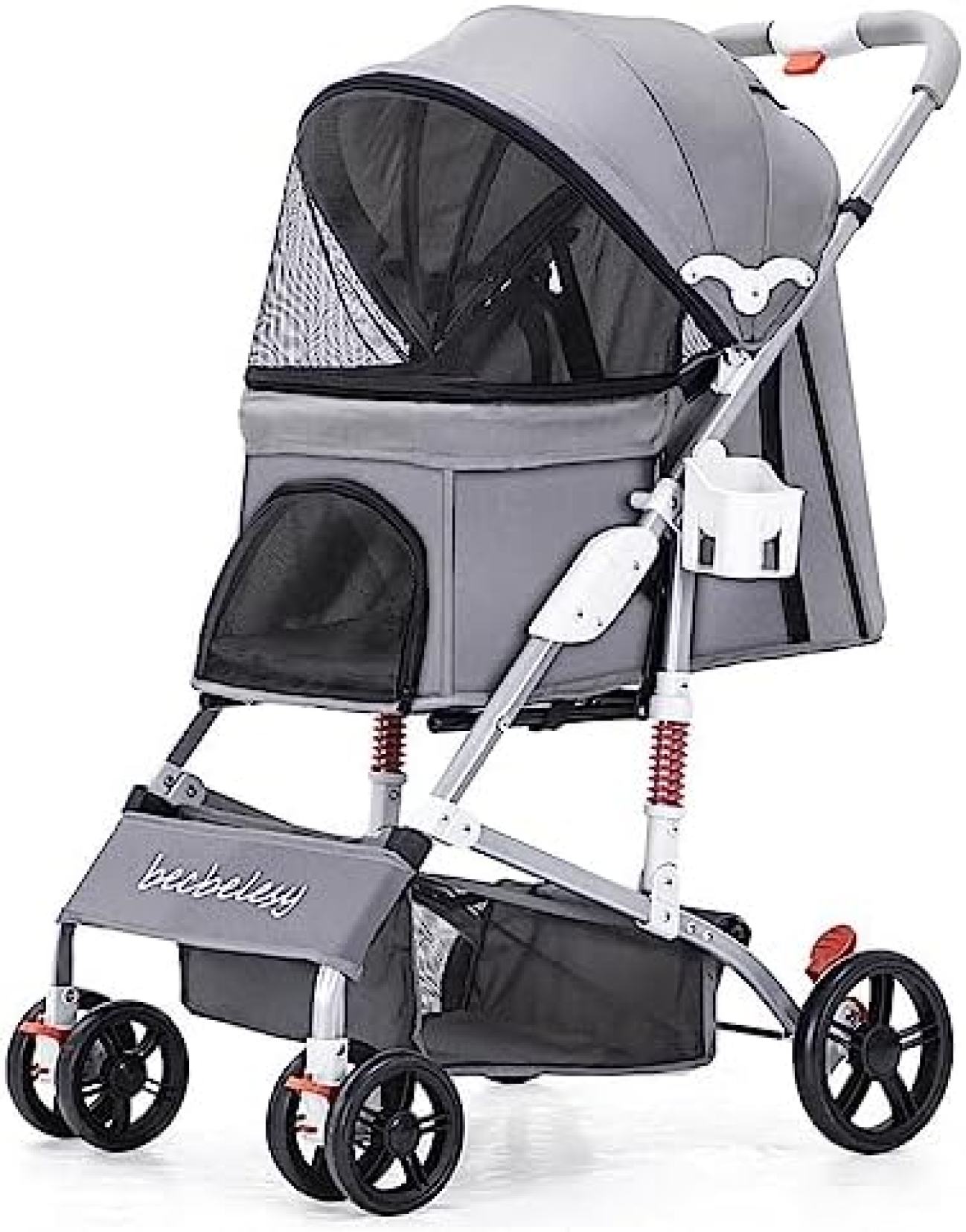 ペットカート ペットバギー 小型犬 中型犬 猫 多頭 カート 4輪 軽量 ワンタッチ 折りたたみ 衝撃吸収性を強化 前輪360°回転 後輪ブレーキ付き 飛び出し防止リード 収納バスケット付き 耐荷重1|大森麗萱