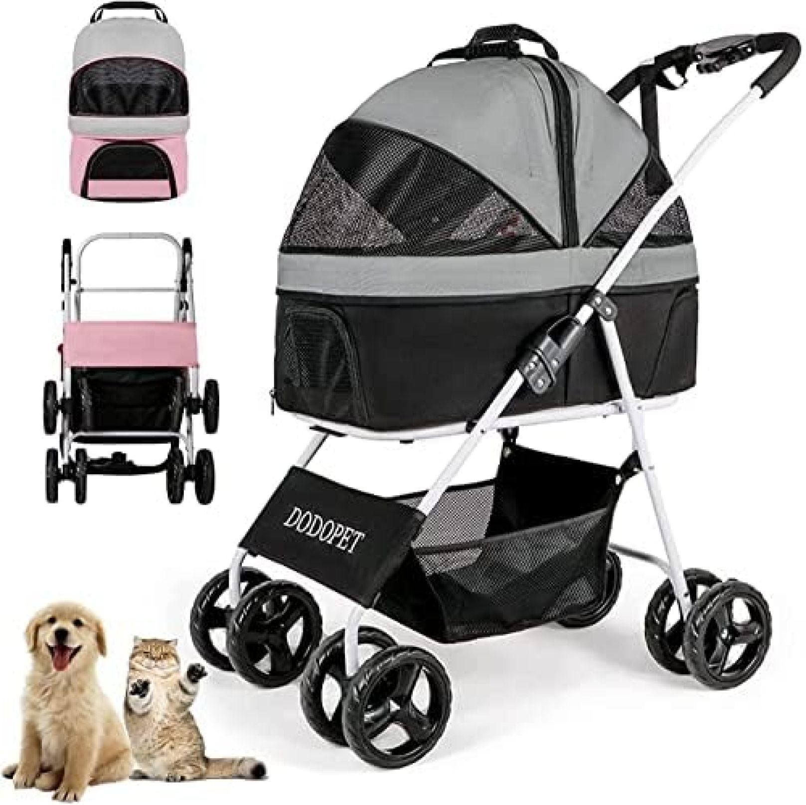 ペットカート ベビーカー バギー 犬 猫 多頭 カート/ペットカート 耐荷重20KG多機能 ペットバギー 4輪 小型犬 中型犬 犬用ベビーカー 取り外し可能 通気 軽量 猫犬兼用 折りたたみ ペットカ|大森麗萱