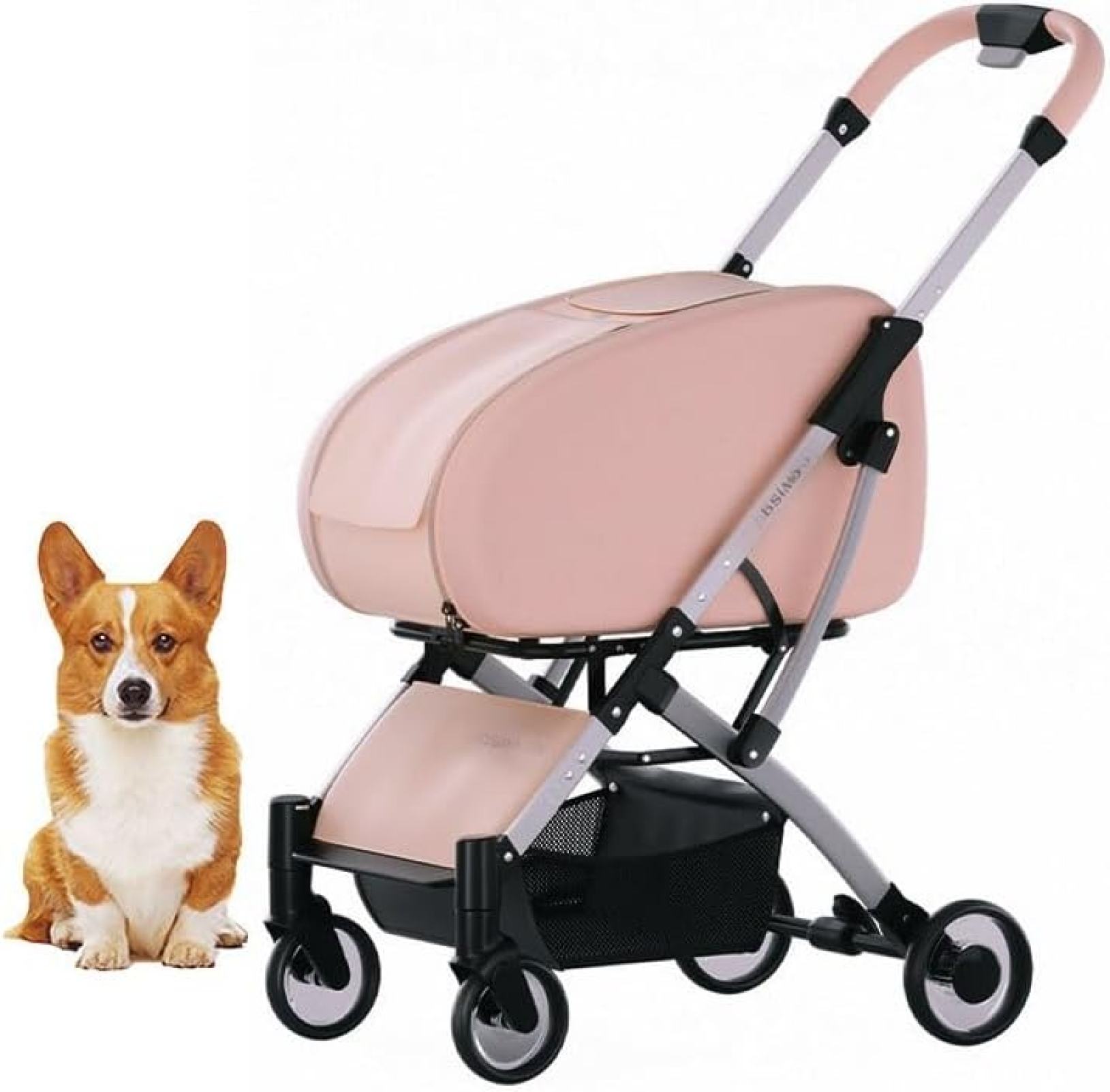 ペットカート ベビーカー バギー 犬 猫 多頭 透明な色 ペットカート小型犬用 猫カート大型猫用 猫用キャリー?カート 小型犬用 4輪 軽量コンパクト 回転後輪ブレーキ付 組み立て簡単 耐荷重15kg|大森麗萱