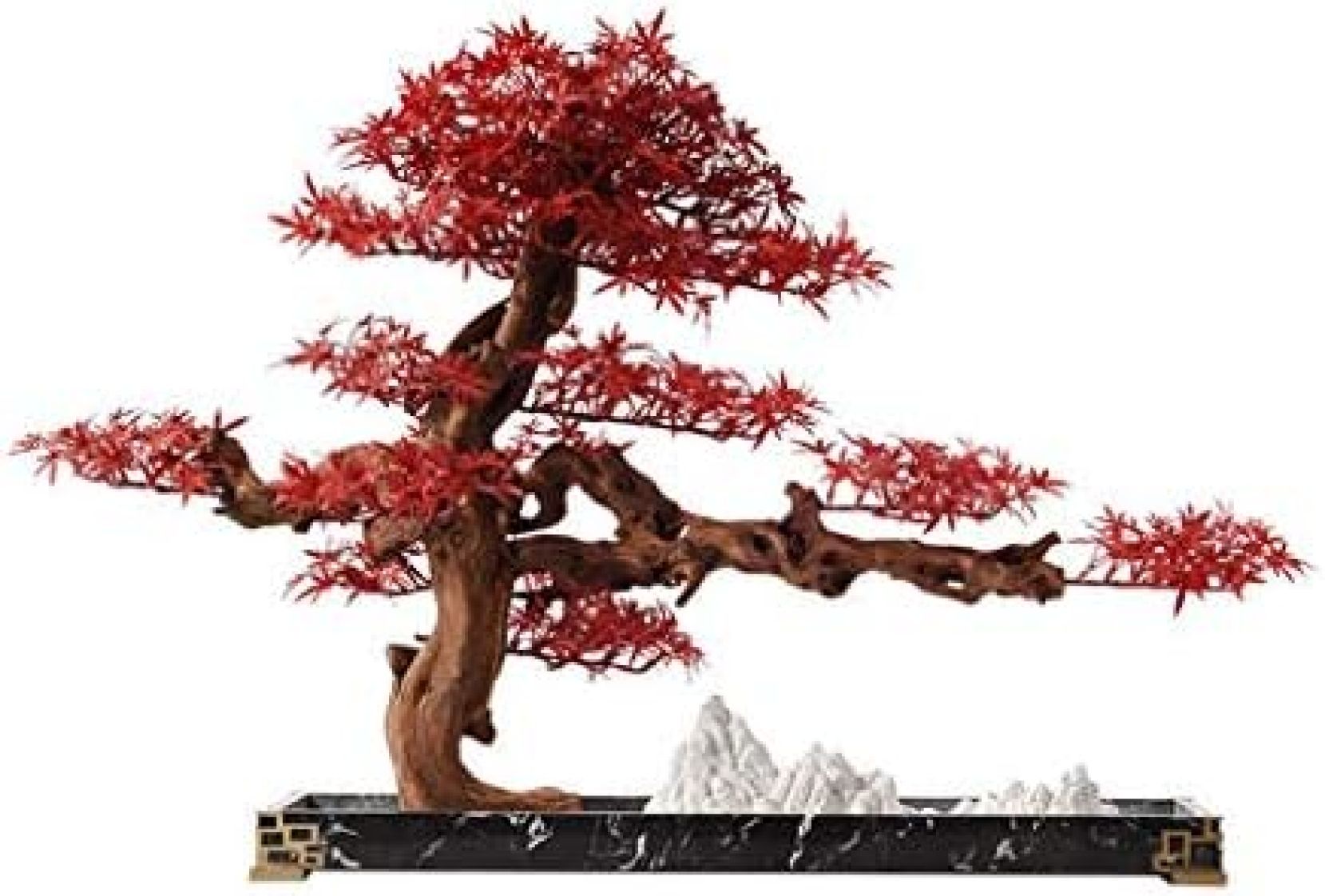 偽物の植物/人工樹木 新中国の禅シミュレーションレッドメープルリーフ人工シーダー、喫茶ホテルクラブ人工盆栽研究人工樹木人工植物装飾 人工観葉植物｜大森麗萱
