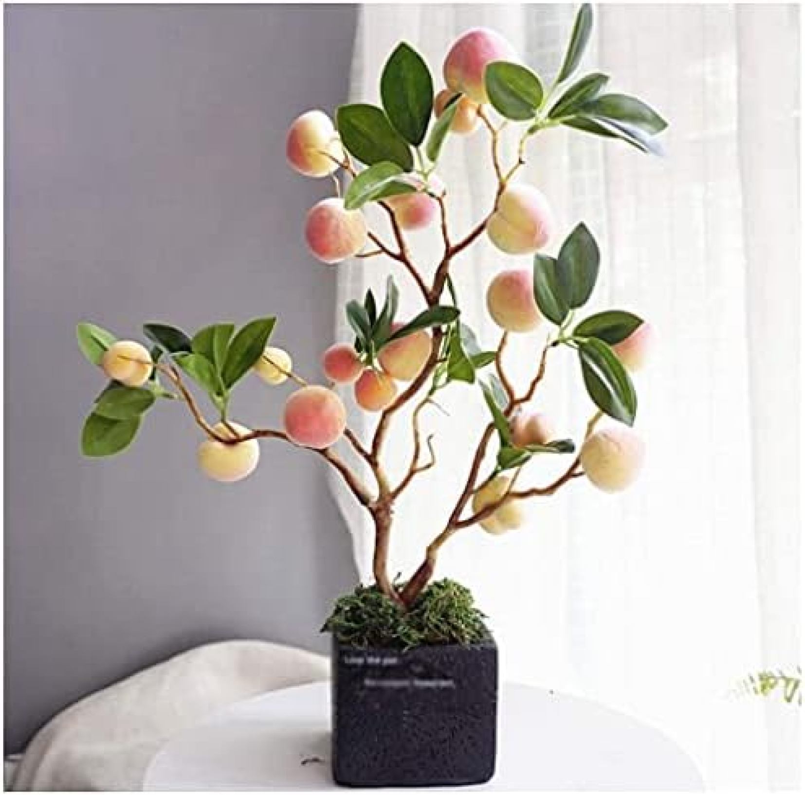 人工植物 人工樹木シミュレーションフルーツ盆栽フェイクピーチツリー盆栽リビングルーム家の装飾デスクトップフェイクツリー 観葉植物｜大森麗萱