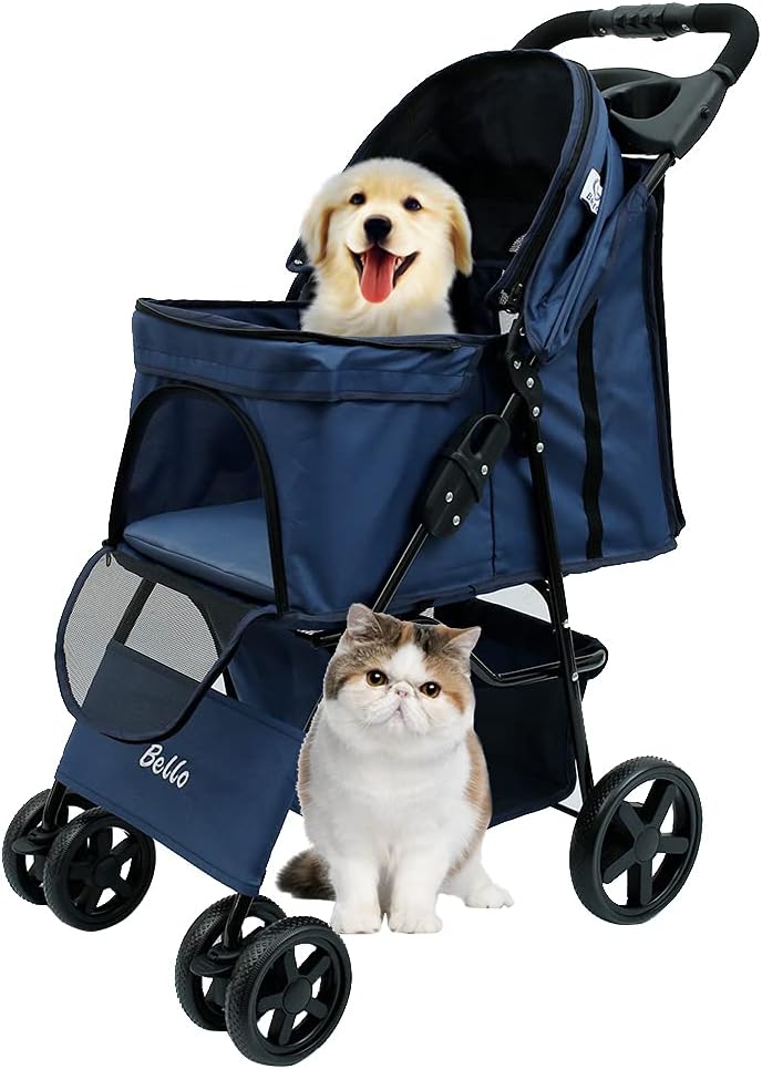 【25％OFF引き換え証】愛玩動物手押し車 犬用乳母車 犬 手押し車 猫 乳母車 猫犬兼用 折りたたみ 四輪 前輪360°回転させる 後輪打ちきり付 合財袋付き添い人 多頭用 小型犬 中型犬 老犬 介護用 おでかけ 多役立つこと 軽さ 組 ペット・ペットグッズ-カート-キャリーバッグ・カート