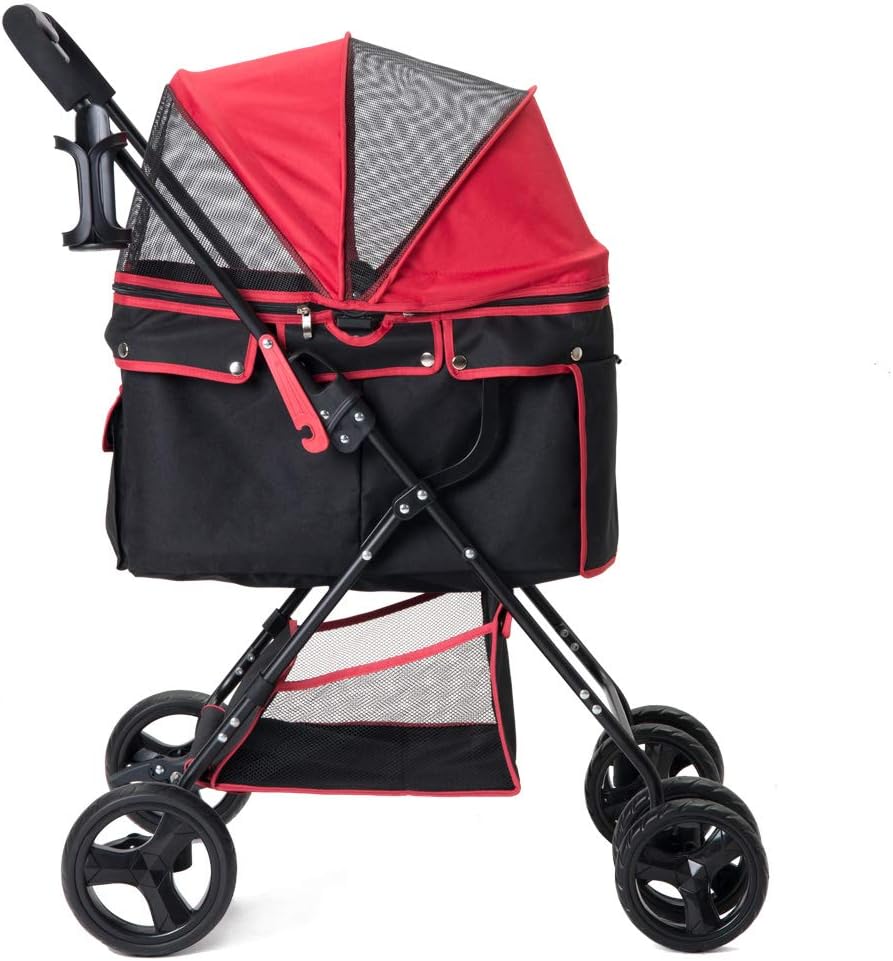 【全店通用25％OFFクーポン】ペットカート 中型犬 小型犬 折りたたみ 全体洗える フルオーペン設計 多頭 軽量 組立簡単 工具不要 介護用 ドッグカート ペットバギー 犬 猫 動物 ペット用品 (レッド)｜大森麗萱