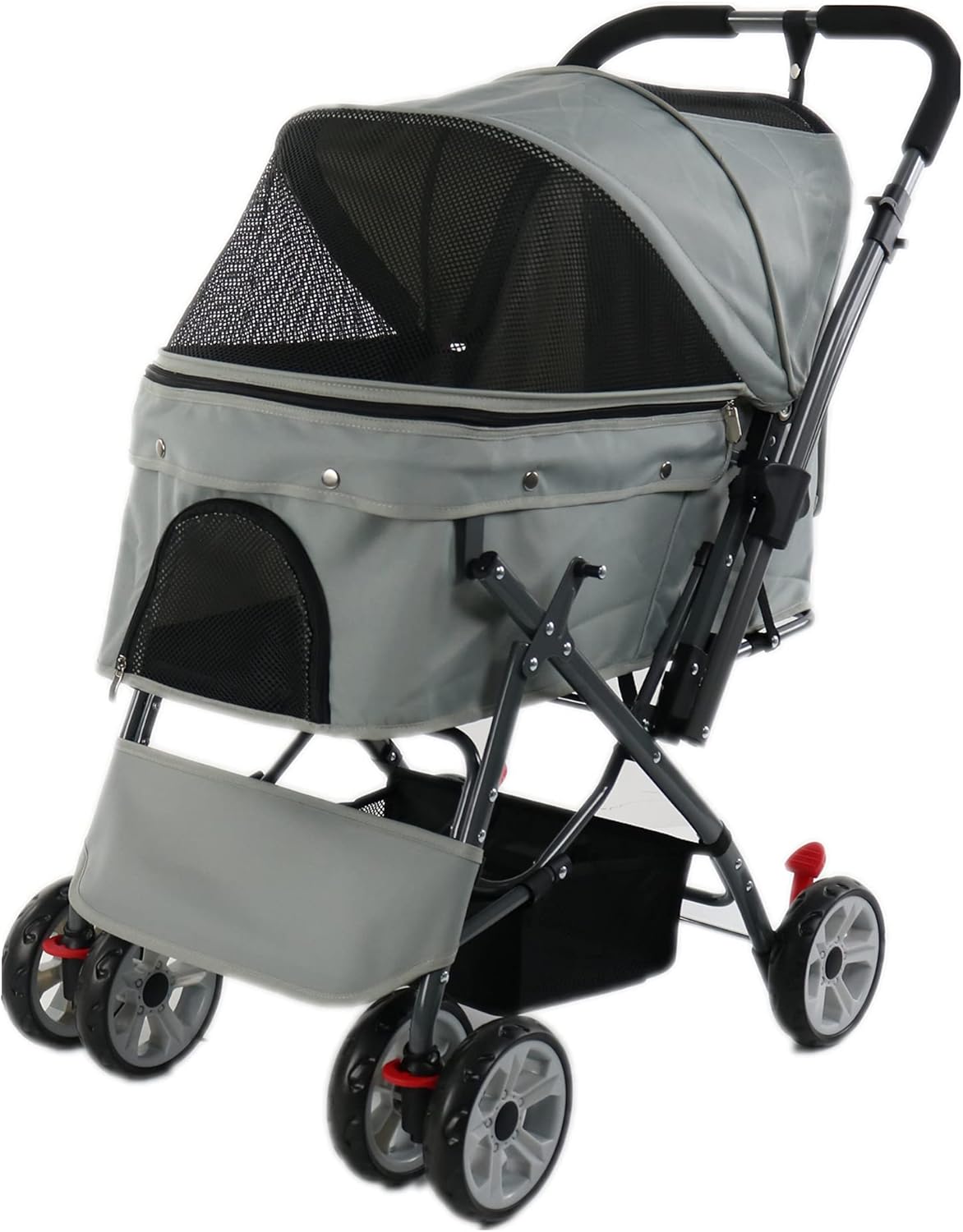 【全店通用25％OFFクーポン】ペットカート 対面式 折りたたみ 多頭 中型犬 小型犬 猫 2way 軽量 組立簡単 工具不要 介護用 ドッグカート ペットバギー 犬 猫 動物 ペット用品 (グレー)｜大森麗萱
