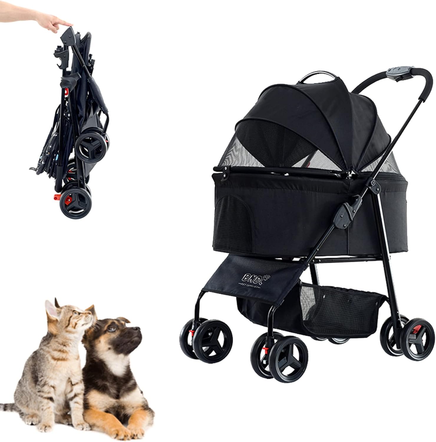 【全店通用25％OFFクーポン】分離型ペットカート ペットカート ペットバギー ドッグカート 折りたたみ 犬 猫 4輪バギー わんわんカート ワンタッチ収納 ブレーキ 軽量 防水 キャリー 小型犬｜大森麗萱 30,865円