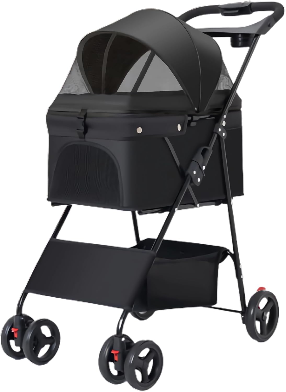 【全店通用25%OFFクーポン】ペットカート 犬 カート 猫用 小型犬 中型犬 折りたたみ式 軽量 双方向開口部 4輪 収納簡単 組み立て簡単 (ブラック)|大森麗萱