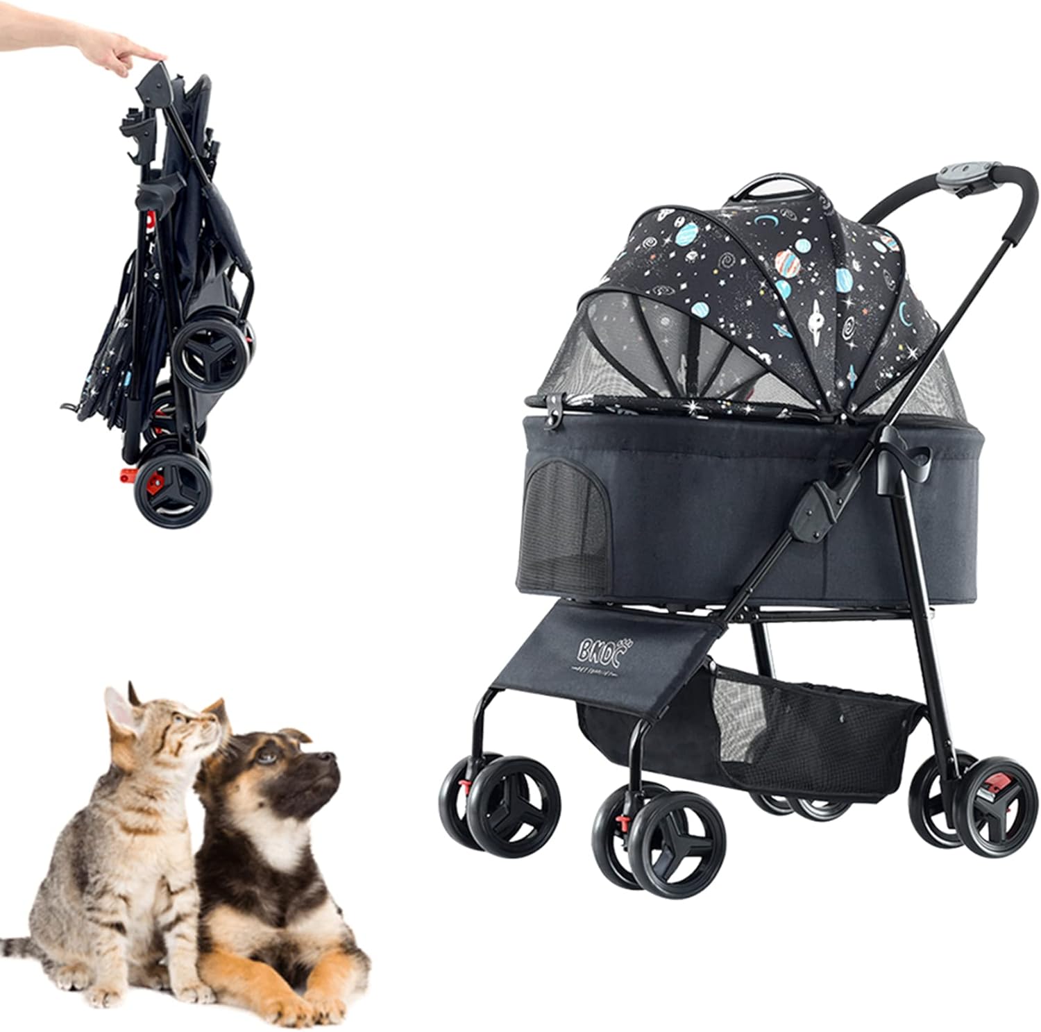 【25％OFF引き換え証】分け隔てる型愛玩動物手押し車 愛玩動物手押し車 ペットバギー ドッグカート 折りたたみ 犬 猫 4輪乳母車 わんわん手押し車 ワンタッチ納める 打ちきり 軽さ 雨合羽 持ちはこび 小型犬 キャリーバッグ・カート-犬用品-ペット・ペットグッズ