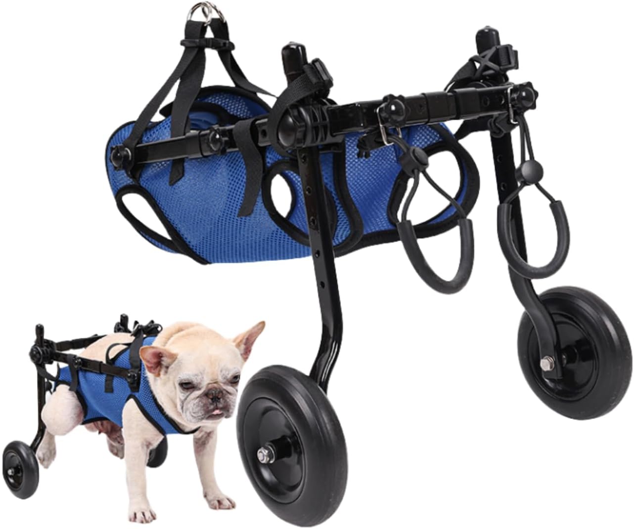 犬用車椅子 犬用歩行補助具 犬用リハビリ補助車 軽量 サイズ調整可能 ペット用 2輪歩行器 調整可能な犬用ベビーカー/車椅子 リハビリテーション 看護 高齢犬 ユニバーサル 猫と犬 犬猫 犬用車椅子