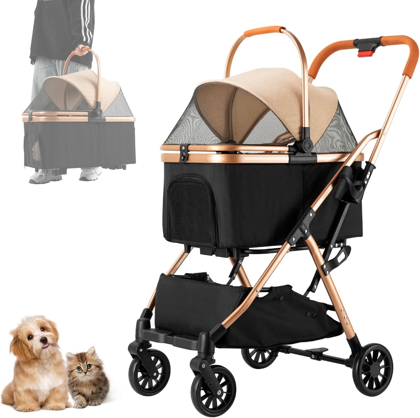 【25％OFFクーポン】ペットカート 分離型 折りたたみ ペットバギー 小型犬 中型犬 猫 犬 カート 多頭 取り外し可能 収納簡単 多機能 ４輪 前輪360°回転 組み立て簡単 軽量 耐荷重20KG 介護用 お出かけ 散歩